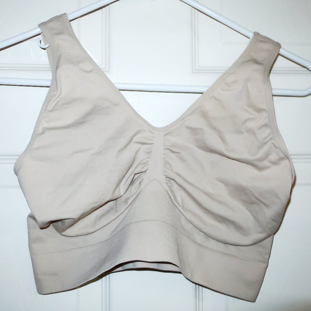2 NEW 4X HANES JMS BRA Pure Comfort Seamless Bralette Just My Size # 1263 Nude